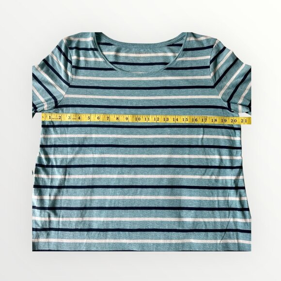 🍁Croft & Barrow 3/4 Sleeves blue/white/navy Stripes Top Blouse Tunics Size L - Picture 5 of 7